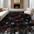 thumbnail image 1 of ODIKA 8'x10' Washable Area Rug Durable, Non-Slip Music Vinyl Note Record Motif Tufted Concentric Groove Round for Living Room, Under Sectional, Family, 1 of 7