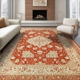 thumbnail image 1 of ODIKA 8'x10' Washable Area Rug Durable, Non-Slip Orange Fall Boho Vintage Terracotta Farmhouse Medallion Design with Floral Scroll for Living Room, Under Sectional, Family, 1 of 7