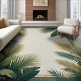 thumbnail image 1 of ODIKA 8'x10' Washable Area Rug Durable, Non-Slip Palm Leaf Botanical Tropical With Symmetrical Foliage Border for Living Room, Under Sectional, Family, 1 of 7