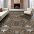 thumbnail image 1 of ODIKA 8'x10' Washable Area Rug Durable, Non-Slip Patchwork Inspired Block Layout Symmetrical Decorative Round for Living Room, Under Sectional, Family, 1 of 7