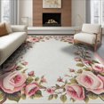 thumbnail image 1 of ODIKA 8'x10' Washable Area Rug Durable, Non-Slip Pink Bedside Vintage Gingham Border Tug Throw Dorm Rig Shack for Living Room, Under Sectional, Family, 1 of 7