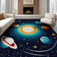 thumbnail image 1 of ODIKA 8'x10' Washable Area Rug Durable, Non-Slip Playroom Rocket Galaxy Motifs Science Theme Classroom Themed for Living Room, Under Sectional, Family, 1 of 7
