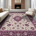 thumbnail image 1 of ODIKA 8'x10' Washable Area Rug Durable, Non-Slip Plum Purple Boho Scroll Border Fuzzy Abstract Swirl Ombre for Living Room, Under Sectional, Family, 1 of 7