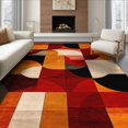 thumbnail image 1 of ODIKA 8'x10' Washable Area Rug Durable, Non-Slip Red Burnt Orange Rust Geometric Art Dynamic Overlapping Shapes with Bold Lines for Living Room, Under Sectional, Family, 1 of 7