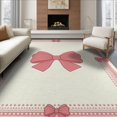 thumbnail image 1 of ODIKA 8'x10' Washable Area Rug Durable, Non-Slip Round Ribbon Motif Boho Border Center Seamless Pink Coquette Refined Structured for Living Room, Under Sectional, Family, 1 of 7