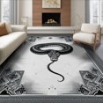 thumbnail image 1 of ODIKA 8'x10' Washable Area Rug Durable, Non-Slip Snake Serpent Retro Aesthetic With Bold Coiled Reptile Motif for Living Room, Under Sectional, Family, 1 of 7