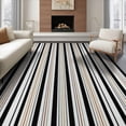 thumbnail image 1 of ODIKA 8'x10' Washable Area Rug Durable, Non-Slip Striped Boho With Pinstripe Accents And Ticking Stripe Bands for Living Room, Under Sectional, Family, 1 of 7