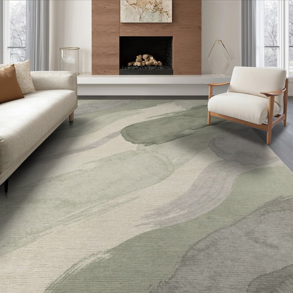 ODIKA 8'x10' Washable Area Rug Durable, Non-Slip That Watercolor Over Featuring Asymmetrical Shape Carpeta Para for Living Room, Under Sectional, Family
