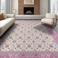 thumbnail image 1 of ODIKA 8'x10' Washable Area Rug Dusty Lilac Rose Pink Trellis Garden Scroll Medallion Border for King Size Bedroom Under Bed, Master Suite, Non-Shedding, Easy Care, 1 of 7