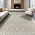 thumbnail image 1 of ODIKA 8'x10' Washable Area Rug Entry Grey Symmetrical Border Featuring Dotted Motifs Entryway for Dining Room, Large Office, Lounge, Non-Slip Chair-Friendly Mat, 1 of 7