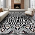 thumbnail image 1 of ODIKA 8'x10' Washable Area Rug Entryway Interlocking Bands Monochrome Contrast Bathroom Front for Dining Room, Large Office, Lounge, Non-Slip Chair-Friendly Mat, 1 of 7