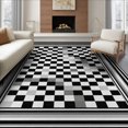 thumbnail image 1 of ODIKA 8'x10' Washable Area Rug Entryway Interlocking Geometric Banded Monochrome Bathroom Front for King Size Bedroom Under Bed, Master Suite, Non-Shedding, Easy Care, 1 of 7