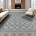 thumbnail image 1 of ODIKA 8'x10' Washable Area Rug Farmhouse Trellis Repeating Border Neutral Geometric Juniper for King Size Bedroom Under Bed, Master Suite, Non-Shedding, Easy Care, 1 of 7