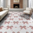 thumbnail image 1 of ODIKA 8'x10' Washable Area Rug Feminine Pink Ribbon Scattered Motif Charming Detail Short for Living Room, Under Sectional, Family , Durable, Non-Slip, 1 of 7