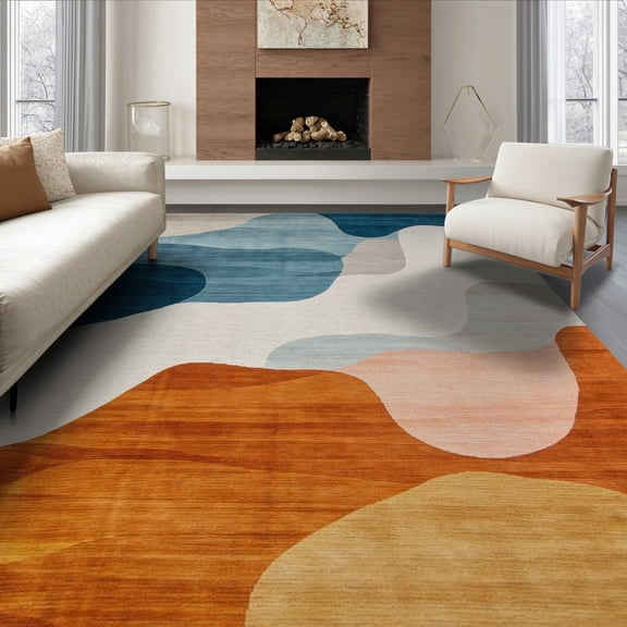 ODIKA 8'x10' Washable Area Rug Front Abstract Door Brushstroke Contemporary Painterly Bedside for Dining Room, Large Office, Lounge, Non-Slip Chair-Friendly Mat