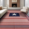 thumbnail image 1 of ODIKA 8'x10' Washable Area Rug Front Striped Door Patriotic Vintage Center Generic Stars Bordered for King Size Bedroom Under Bed, Master Suite, Non-Shedding, Easy Care, 1 of 7