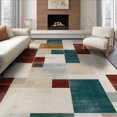 thumbnail image 1 of ODIKA 8'x10' Washable Area Rug Geometric Abstract Mosaic Grid Distressed Vintage Contemporary for King Size Bedroom Under Bed, Master Suite, Non-Shedding, Easy Care, 1 of 7