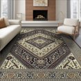 thumbnail image 1 of ODIKA 8'x10' Washable Area Rug Geometric Boho Neutral Border Detail Farmhouse Minimalist Large for King Size Bedroom Under Bed, Master Suite, Non-Shedding, Easy Care, 1 of 7
