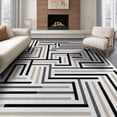 thumbnail image 1 of ODIKA 8'x10' Washable Area Rug Geometric Interlocking Block Angular Asymmetrical Bands Grey for Living Room, Under Sectional, Family , Durable, Non-Slip, 1 of 7