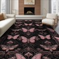 thumbnail image 1 of ODIKA 8'x10' Washable Area Rug Gothic Lepidoptera Moth Scroll Border Decorative Butterfly Shaped for Dining Room, Large Office, Lounge, Non-Slip Chair-Friendly Mat, 1 of 7