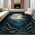 thumbnail image 1 of ODIKA 8'x10' Washable Area Rug Gothic Serpentine Snake Forest Mystical Symbols Whimsy Tattoo for Living Room, Under Sectional, Family , Durable, Non-Slip, 1 of 7