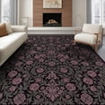 thumbnail image 1 of ODIKA 8'x10' Washable Area Rug Gothic Whimsical Pink Decorative Vintage Frame Purple Flower for Dining Room, Large Office, Lounge, Non-Slip Chair-Friendly Mat, 1 of 7