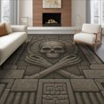 thumbnail image 1 of ODIKA 8'x10' Washable Area Rug Gray Stone Skull Relief Design Intricate Gothic Motif with Geometric Borders for Dining Room, Large Office, Lounge, Non-Slip Chair-Friendly Mat, 1 of 7