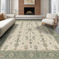 thumbnail image 1 of ODIKA 8'x10' Washable Area Rug Green Ivory Sage Floral Medallion Intricate Botanical Motif with Elegant Border for Dining Room, Large Office, Lounge, Non-Slip Chair-Friendly Mat, 1 of 7