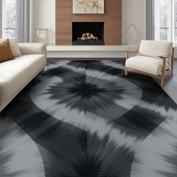 ODIKA 8'x10' Washable Area Rug Grey Bold Pile Minimalist Blended Abstract Fluffy Shaggy Throw for Living Room, Under Sectional, Family , Durable, Non-Slip