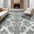 thumbnail image 1 of ODIKA 8'x10' Washable Area Rug Grey Vintage Cottagecore Symmetrical Motif Delicate Ivory Woodland for King Size Bedroom Under Bed, Master Suite, Non-Shedding, Easy Care, 1 of 7