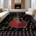 thumbnail image 1 of ODIKA 8'x10' Washable Area Rug Guitar Music Musical Instrument Cherry Scattered Notes Record for Living Room, Under Sectional, Family , Durable, Non-Slip, 1 of 7