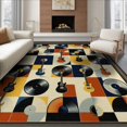 thumbnail image 1 of ODIKA 8'x10' Washable Area Rug Guitar Rock Music Vinyl Record Motif Retro String Themed Rocks for Living Room, Under Sectional, Family , Durable, Non-Slip, 1 of 7