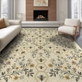 thumbnail image 1 of ODIKA 8'x10' Washable Area Rug Honeycomb Motif Farmhouse Botanical Border Distressed Vintage Flowing Dynamic for Living Room, Under Sectional, Family , Durable, Non-Slip, 1 of 7
