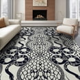 thumbnail image 1 of ODIKA 8'x10' Washable Area Rug Interlocking Scale Border Retro Aesthetic Snake Serpent Vintage Playful for Living Room, Under Sectional, Family , Durable, Non-Slip, 1 of 7