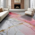 thumbnail image 1 of ODIKA 8'x10' Washable Area Rug Marble Gradient Abstract With Modern Gold Veined Border Accents for Dining Room, Large Office, Lounge, Non-Slip Chair-Friendly Mat, 1 of 7