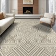 thumbnail image 1 of ODIKA 8'x10' Washable Area Rug Maze Optical Illusion Lines Interlocking Cream Abstract Large Playful Expressive for King Size Bedroom Under Bed, Master Suite, Non-Shedding, Easy Care, 1 of 7