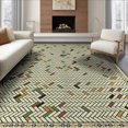 thumbnail image 1 of ODIKA 8'x10' Washable Area Rug Minimalist Zigzag Field Farmhouse Motifs Striped Herringbone Flowing Dynamic for Dining Room, Large Office, Lounge, Non-Slip Chair-Friendly Mat, 1 of 7