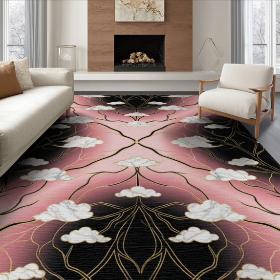 ODIKA 8'x10' Washable Area Rug Modern Abstract Marble With Flowing Gradient And Elegant Vein Details for Living Room, Under Sectional, Family , Durable, Non-Slip