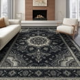 thumbnail image 1 of ODIKA 8'x10' Washable Area Rug Modern Farmhouse Boho Medallion With Distressed Abstract Border Accents for King Size Bedroom Under Bed, Master Suite, Non-Shedding, Easy Care, 1 of 7