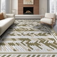thumbnail image 1 of ODIKA 8'x10' Washable Area Rug Modern Minimalist With Geometric Two Tone Stripes Herringbone Flowing Dynamic for King Size Bedroom Under Bed, Master Suite, Non-Shedding, Easy Care, 1 of 7