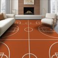 thumbnail image 1 of ODIKA 8'x10' Washable Area Rug Motif Blanket Football Center Hoop Striped Round Basketball Bold Playful for Dining Room, Large Office, Lounge, Non-Slip Chair-Friendly Mat, 1 of 7