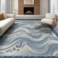 thumbnail image 1 of ODIKA 8'x10' Washable Area Rug Motif Border Sage That Couch Costal Abstract Brushstroke Wave Playful Expressive for King Size Bedroom Under Bed, Master Suite, Non-Shedding, Easy Care, 1 of 7