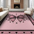 thumbnail image 1 of ODIKA 8'x10' Washable Area Rug Motif Dotted Border Shaped Themed Polka Pink Oversized Refined Structured for Dining Room, Large Office, Lounge, Non-Slip Chair-Friendly Mat, 1 of 7