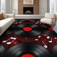 thumbnail image 1 of ODIKA 8'x10' Washable Area Rug Music Glossy Note Grooved Disc Round Scattered Musical Movie for Living Room, Under Sectional, Family , Durable, Non-Slip, 1 of 7