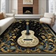 thumbnail image 1 of ODIKA 8'x10' Washable Area Rug Music Guitar Notes Retro Vintage Songbook Motif Note Acoustic for Living Room, Under Sectional, Family , Durable, Non-Slip, 1 of 7