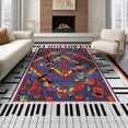 thumbnail image 1 of ODIKA 8'x10' Washable Area Rug Music Note Cd Guitar Motifs Piano Keyboard Border Disc Shape for Dining Room, Large Office, Lounge, Non-Slip Chair-Friendly Mat, 1 of 7
