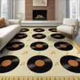 thumbnail image 1 of ODIKA 8'x10' Washable Area Rug Music Note Vintage Record Faded Vinyl Layout Round Movie Eight for Living Room, Under Sectional, Family , Durable, Non-Slip, 1 of 7