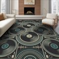 thumbnail image 1 of ODIKA 8'x10' Washable Area Rug Music Retro Dj Turntable Border Player Cassette Record Vintage Vinyl Playful for Dining Room, Large Office, Lounge, Non-Slip Chair-Friendly Mat, 1 of 7