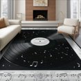 thumbnail image 1 of ODIKA 8'x10' Washable Area Rug Music Vinyl Note Record Album Disc Motif Border Round Cd Themed for Living Room, Under Sectional, Family , Durable, Non-Slip, 1 of 7