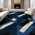 thumbnail image 1 of ODIKA 8'x10' Washable Area Rug Navy Covering Bold Contemporary Motif Overlapping Pile Large for Dining Room, Office, Lounge, Non-Slip Chair-Friendly Mat, 1 of 7
